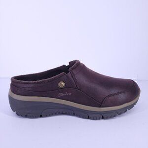 Skechers Easy Going Latte Women's 8 Chocolate Faux Fur Clogs Slip On Memory Foam